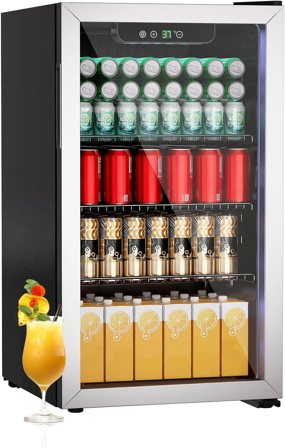 Frigorifero, 80 L, autonomo, display digitale, Capienza 115 Lattine per Bibite e Birra, per Bar Domestico
