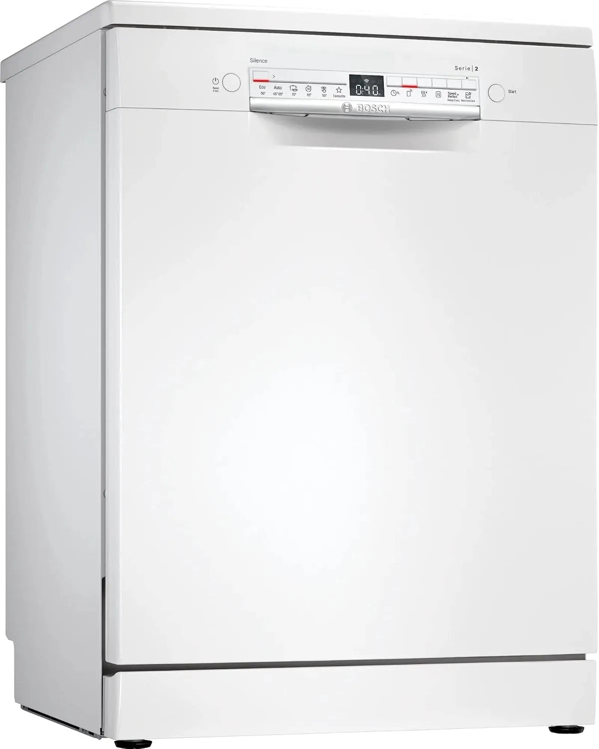 Bosch Serie 2 SMS2HMW03E Lavastoviglie, 60 cm, libera installazione, bianco, 14 servizi, HomeConnect, 3° vassoio, Display+tasti