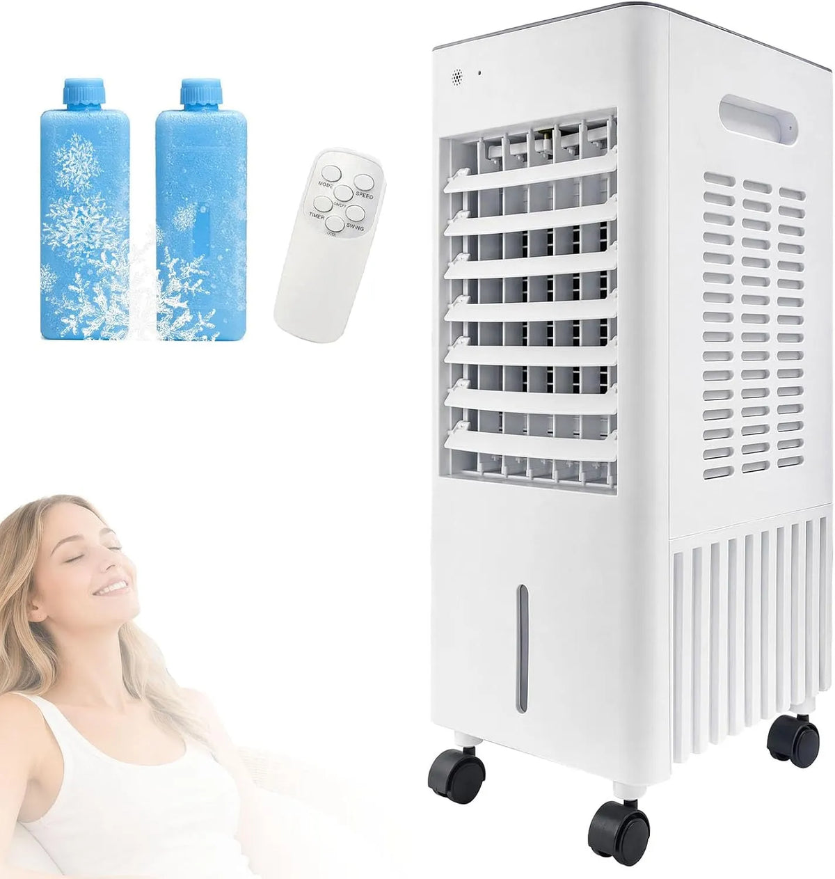 Condizionatore con2, 12 L, portatile, timer, 5 ore e telecomando, timer 7, ventilatore, raffreddatore evaporativo 12L silenzioso con2 batterie di