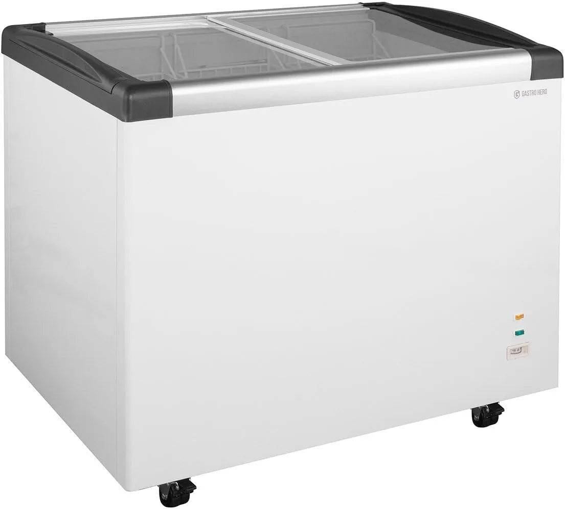 Congelatore, 273 L, -18 a -22 °C, freezer verticale, GastroHero Eco 350, richiudibile, con coperchio scorrevole in vetro