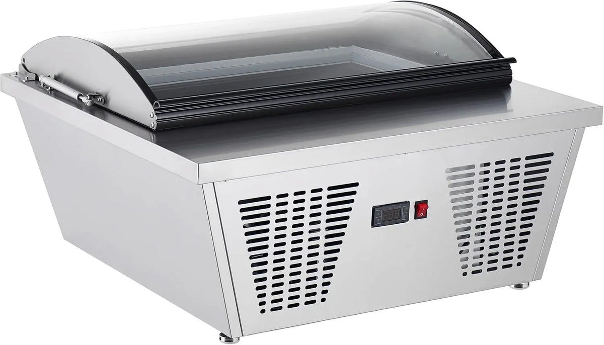 modello GIV1087C, METRO PROFESSIONAL Vetrina per Gelato da Banco GIV1087C, 20L, 4 Cestelli da 5L, Illuminazione LED, Coperchio Curvo in Vetro