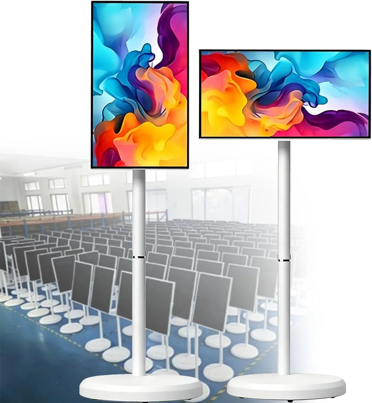 Smart TV, 21.5 pollici, televisore, portatile, 5', 24', 27', 32' con Supporto su Palo
