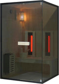 Cabina sauna a infrarossi – struttura in legno, struttura in acciaio, 6 kW, 400 W, rosso, SANOTECHNIK