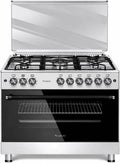 Forno elettrico CUC.L90EX, 90x60 cm, 5 fuochi, ghisa, acciaio inox, Metano, GPL, LAR