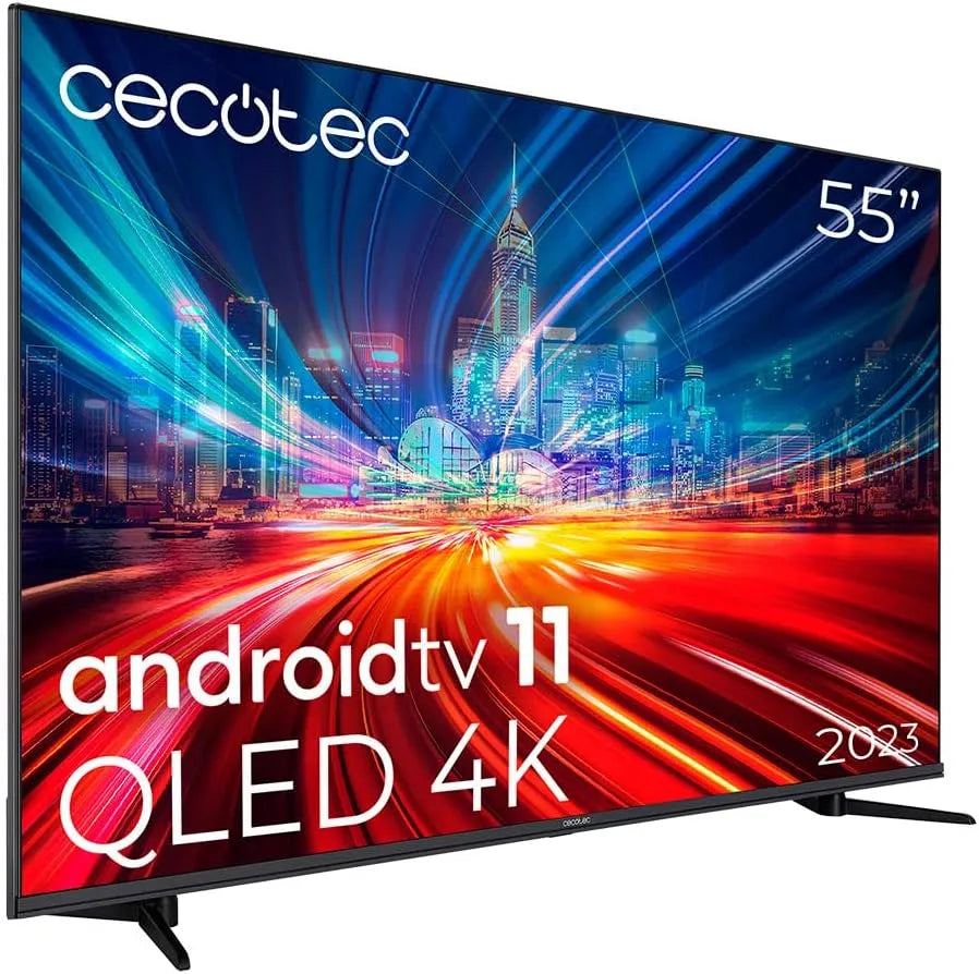 Cecotec Vqu11055 Smart TV, 55 pollici, televisore, 4K UHD, QLED, HDR, Android OS, Dolby Vision e Atmos, HDR10, Android 11, Modello 2023, MEMC
