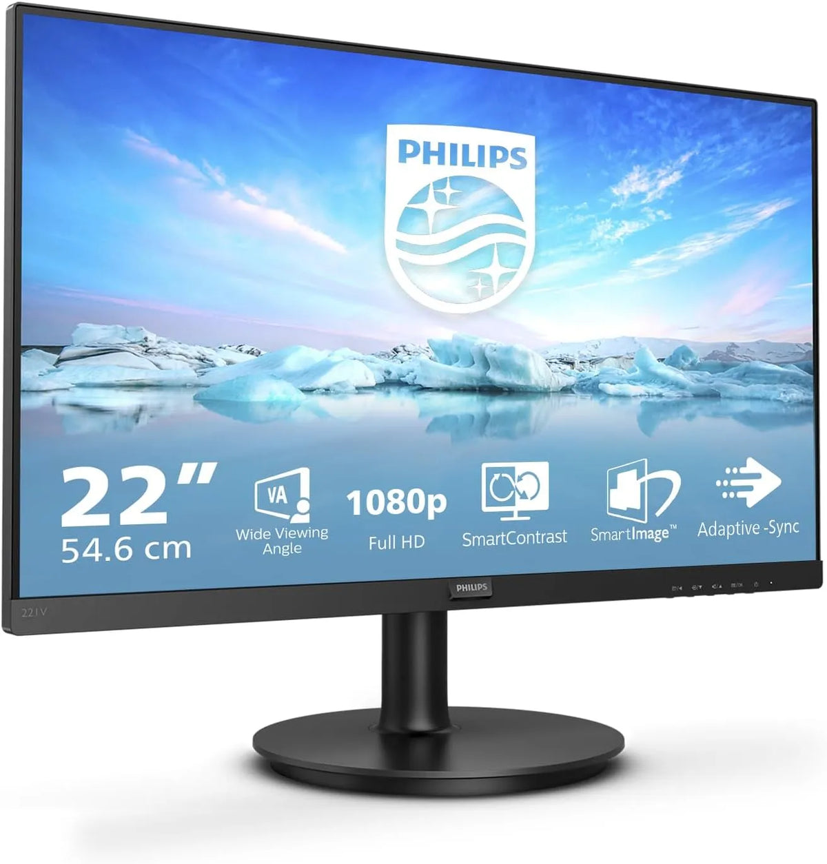 Philips 221v8 HDMI1 Monitor, 22 pollici, 1920 × 1080, 4 ms, 75 Hz, Full HD, pannello IPS, pannello VA, nero, 4ms GtG, FHD, VA Panel, 75Hz, Adaptive