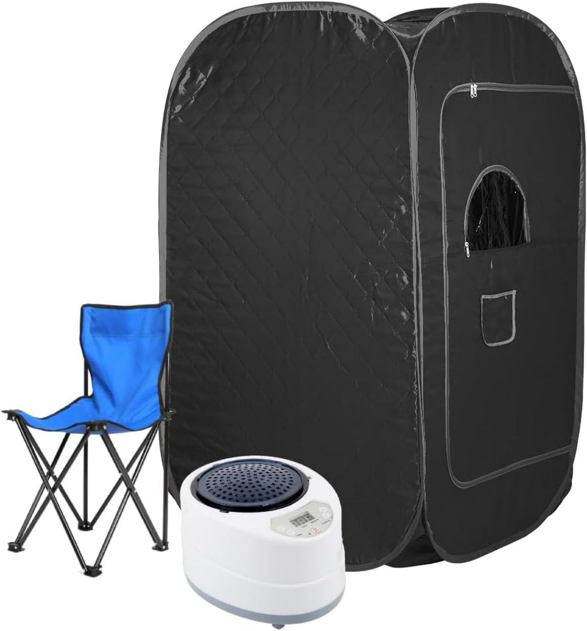 Sauna a vapore portatile – con generatore di vapore, pieghevole, con telecomando, design portatile, 80 x 80 x 135 cm, 1000 W, nero