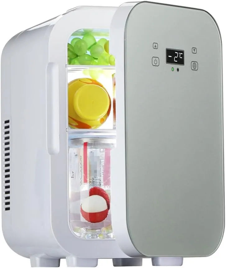 Congelatore, 8 L, display LCD, freezer verticale, bianco, Frigorifero Compatto per Auto, Raffreddamento A Doppio Nucleo, Bianca
