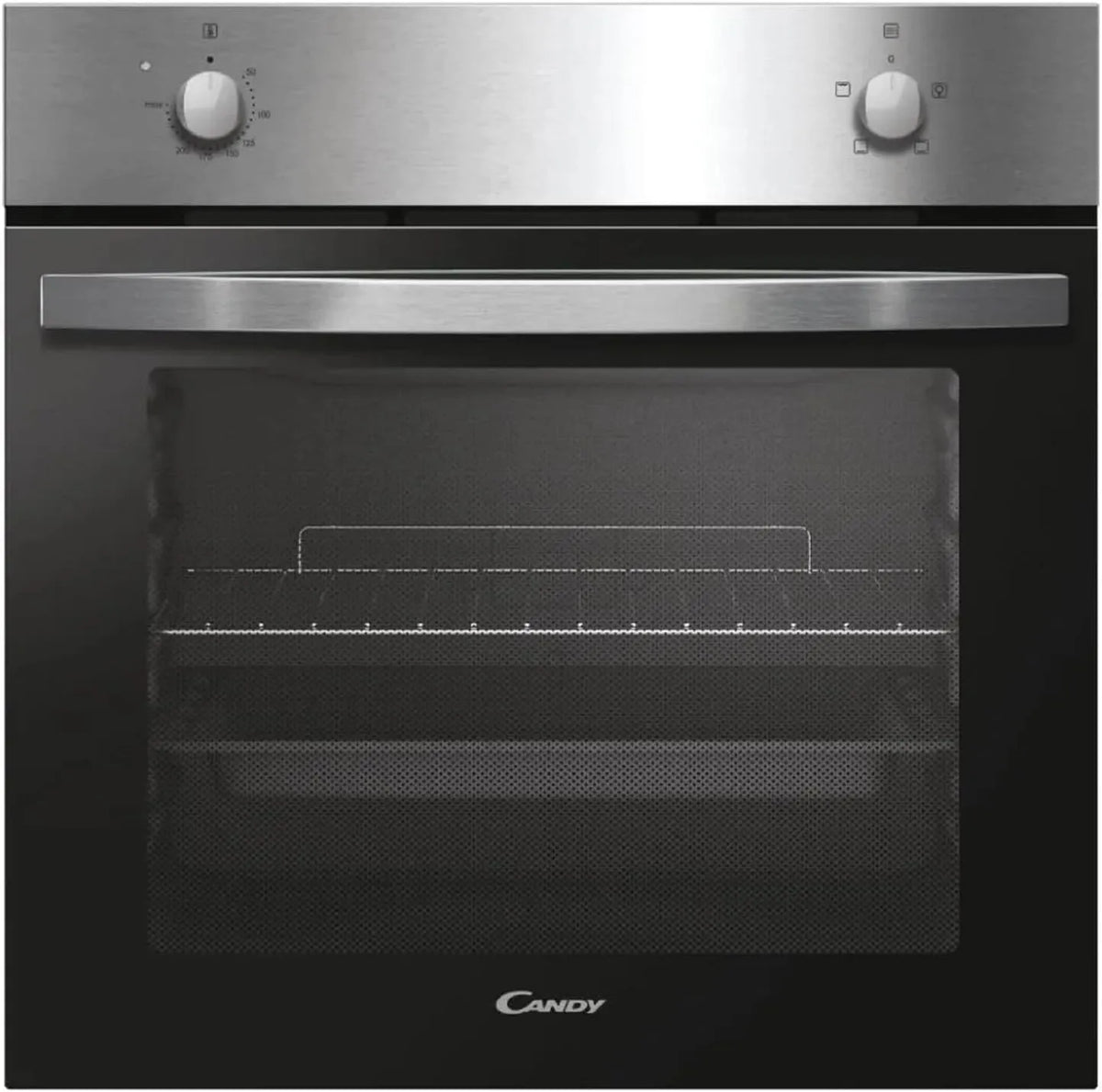 Candy X100 Forno elettrico, 59, 5 x 59, 5 x 56, 8 cm, 70 L, 4 programmi, classe energetica A, da incasso, acciaio inox, 4 Funzioni, FCID, AxLxP 59