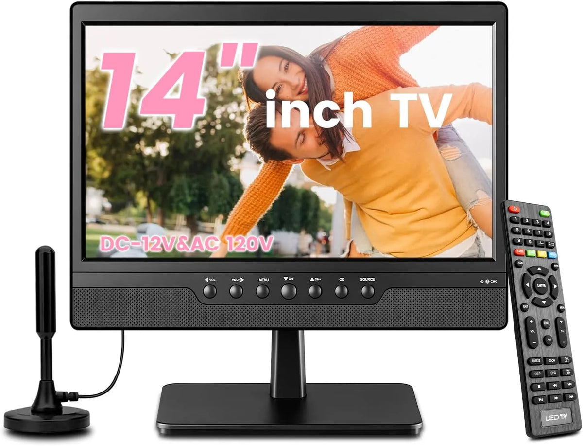 Smart TV IN-12, 14 pollici, 12 V, televisore, HDMI, USB, montaggio a parete, ATSC integrato, AC per camper e cucina