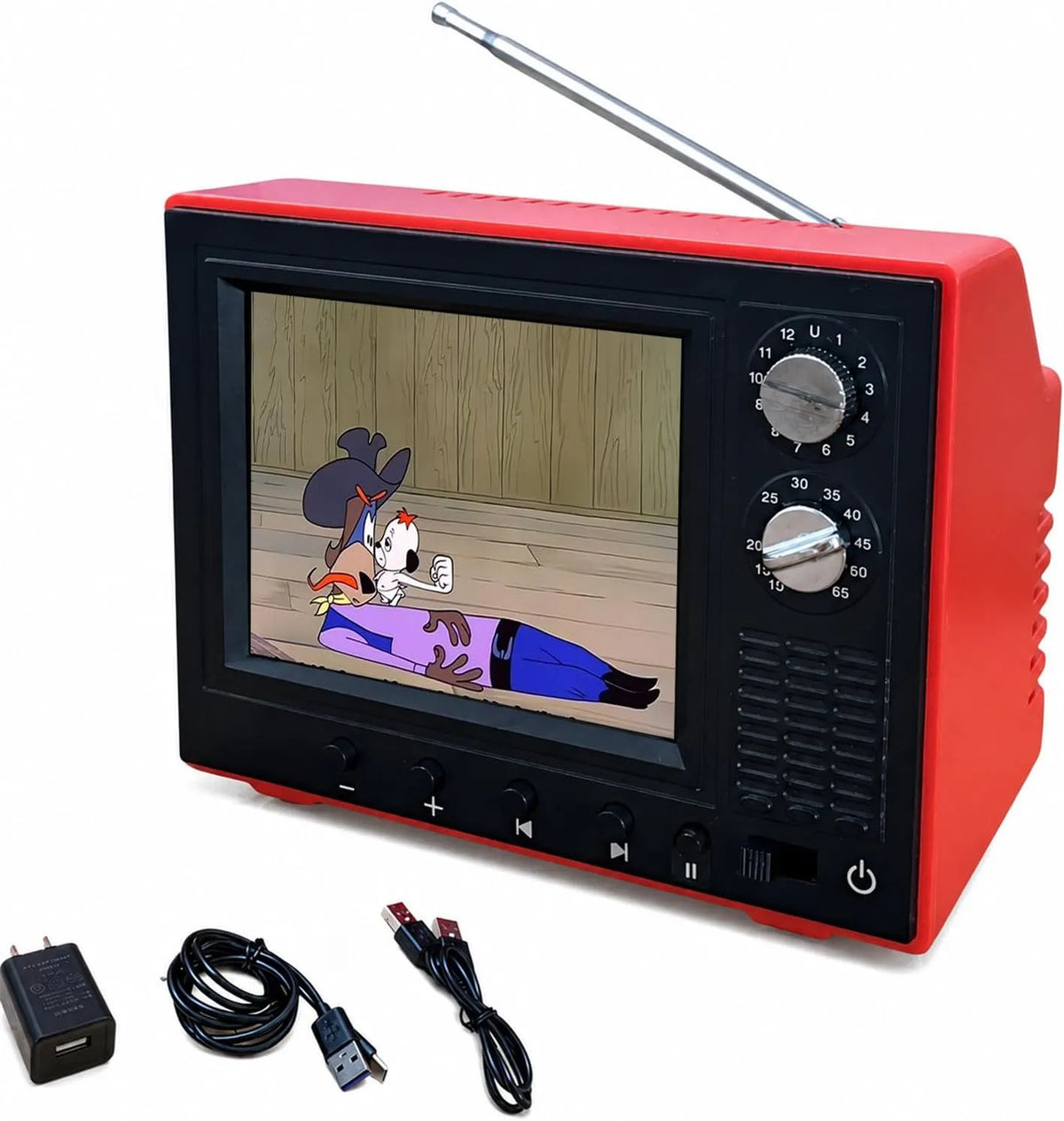 Smart TV 720p, televisore, rosso, scala 1:12 classici, mercato standby 3 ore, 4 pollici HD con 8 GB di memoria, Mini TV retrò ricaricabile, supporta