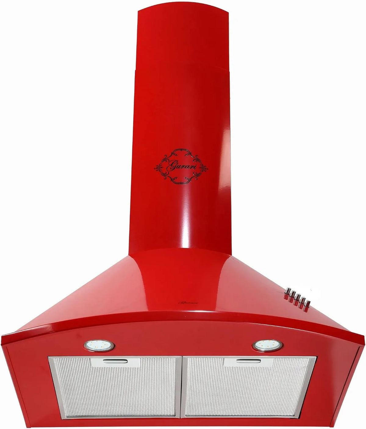 Cappa aspirante, 60 cm, 1000 m3/h, cappa da cucina, scarico e ricircolo, montaggio a parete, 3 livelli, rosso, GURARI Cappa da parete GCH C 046 RD 6 N