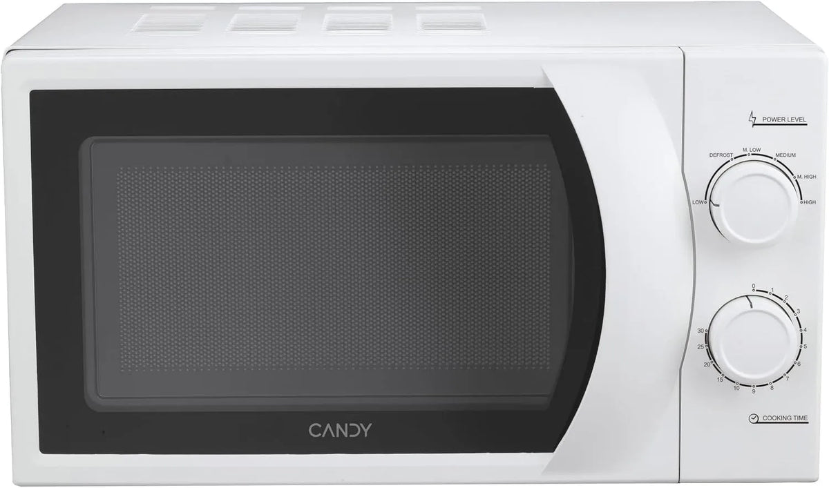 Candy CMW2070M Forno a microonde, 45, 2 x 33, 5 x 26, 2 cm, 20 L, 700 W, timer, libera installazione, scongelamento, bianco, 6 Livelli di Potenza