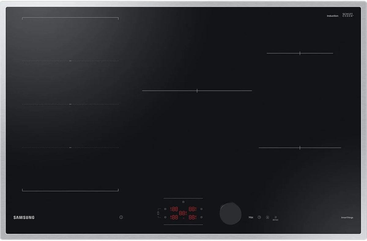 Samsung NZ85C6058HK/U1 Piano cottura a induzione, 80 cm, piastra a induzione, Wi-Fi, stretto, Flex Zone Plus, Slim Fit, nebbia di comando magnetica e