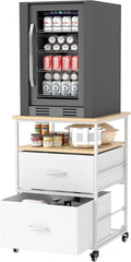 Frigorifero, ruote di trasporto, Mini Frigo Tavolo Frigorifero Mobile Carrello Bevande con Ruote per Cucina e Camera da Letto
