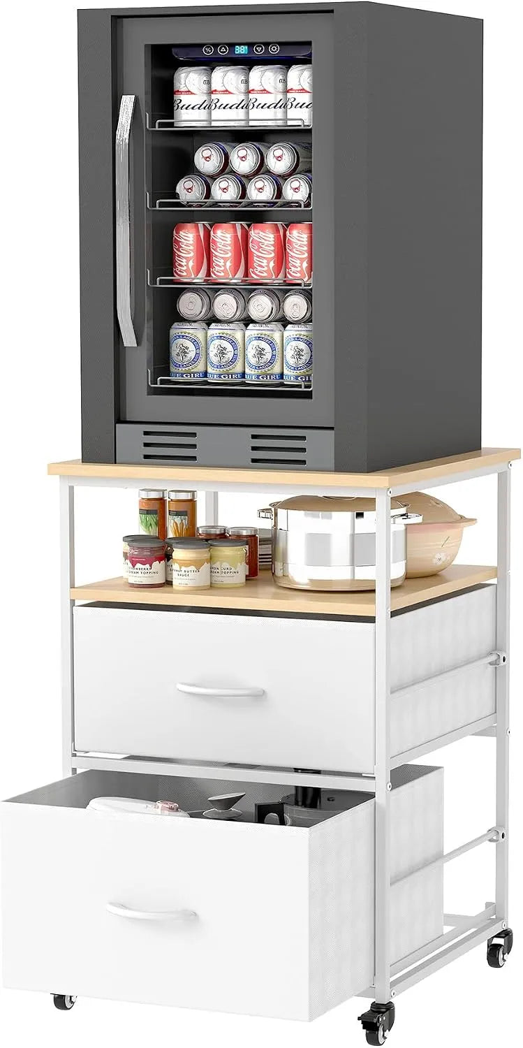 Frigorifero, ruote di trasporto, Mini Frigo Tavolo Frigorifero Mobile Carrello Bevande con Ruote per Cucina e Camera da Letto