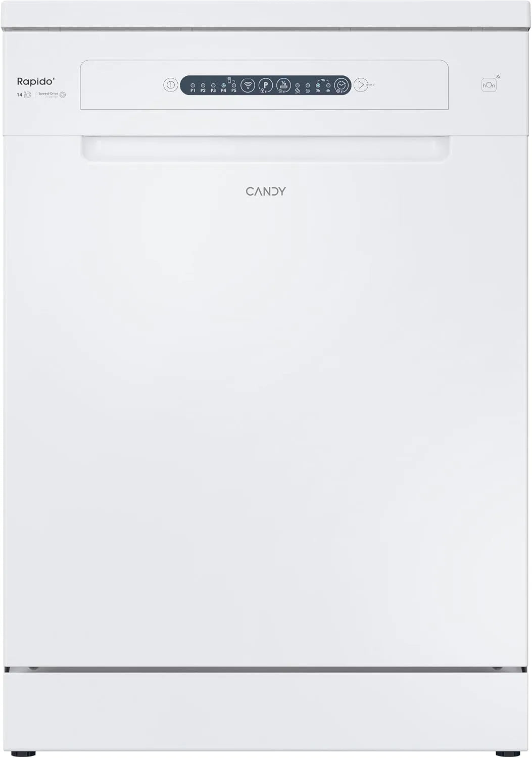 Candy 4E7L0W Lavastoviglie, 85x59, 7x59, 8 cm, 5 programmi, classe energetica E, libera installazione, Inverter, bianco, Ciclo 49 Min, 14 Coperti