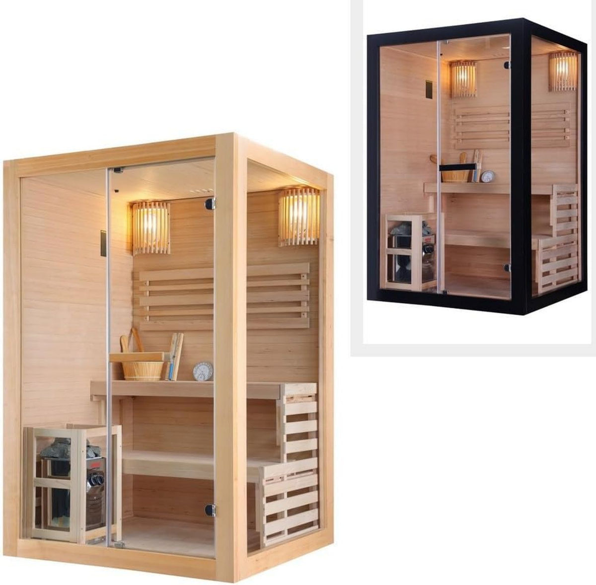 Bagno Italia Sauna finlandese con stufa Harvia 130x120 cm legno – struttura in legno, nero