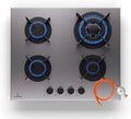 Klarstein Piano cottura a gas, 4 fuochi, 8000 W, da incasso, acciaio inox, fornello a gas, 4 per Wok