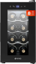 Prodotto Portabottiglie Verticale, EVVO Enoteca 8 Bottiglie, Display Temperatura Interna, Tecnologia di Enferamento Termoelettrico, Molto Silenzioso