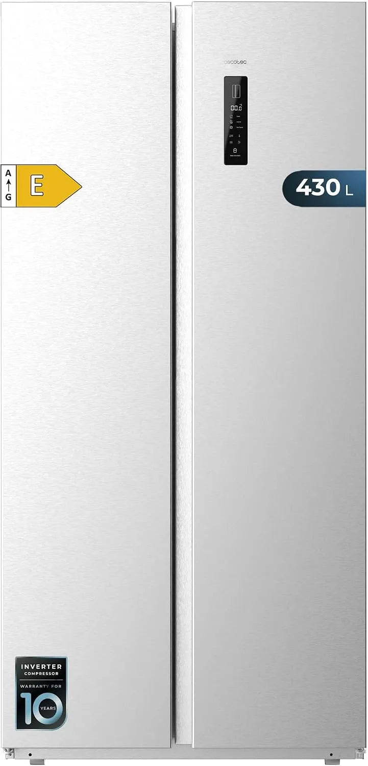 Cecotec Altura 176 cm y 84 cm Ancho, Frigorífico Americano 2 Puertas 430 Inox E. Side by Side de 430 L, Sistema Multi Air Flow, Total No Frost Bolero
