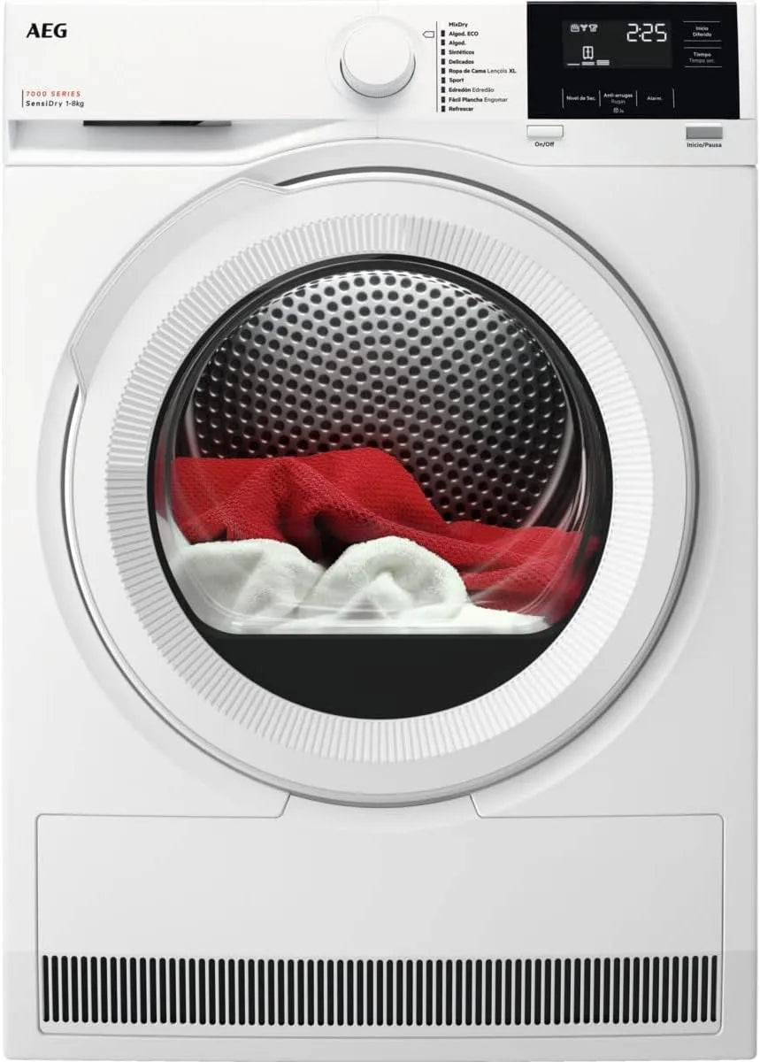 AEG serie 7000 TR718L2OB Asciugatrice, 8 kg, libera installazione, vapore, bianco, AEG TR718L2OB Asciugatrice con pompa di calore a libera, programmi
