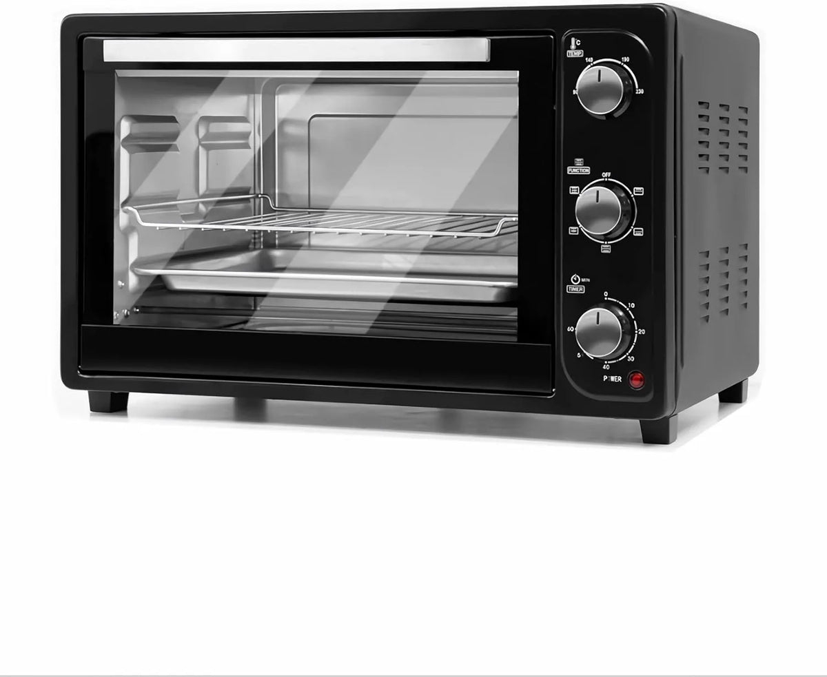 Forno elettrico, 50x38x31cm, 35 L, 1500 W, timer, acciaio inox, Forno Elettrico Ventilato 35 Litri Doppio Vetro 230° Timer Termostato 1500W Cottura