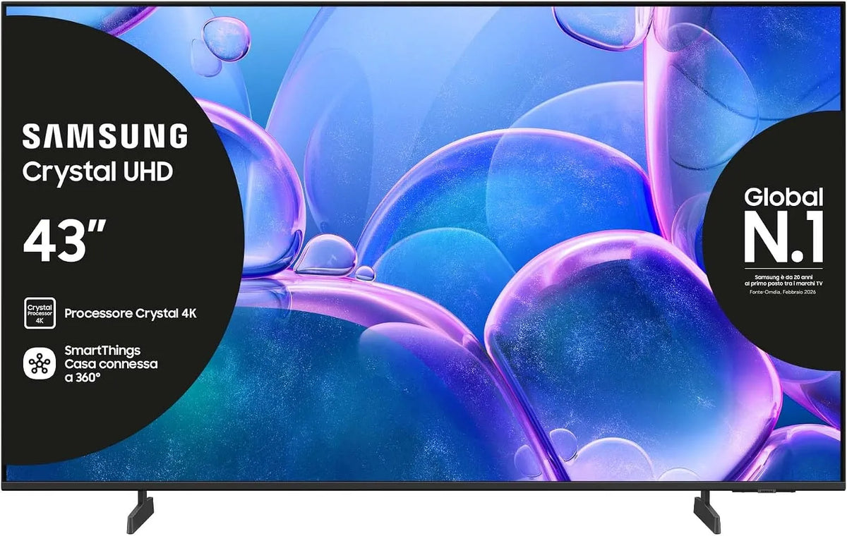 Samsung UE43U7000FUXZT Smart TV, televisore, 4K UHD, HDR, OTS Lite & Adaptive Sound, Crystal 4K Processor, Smart Experience, 2025, Metal Stream Design