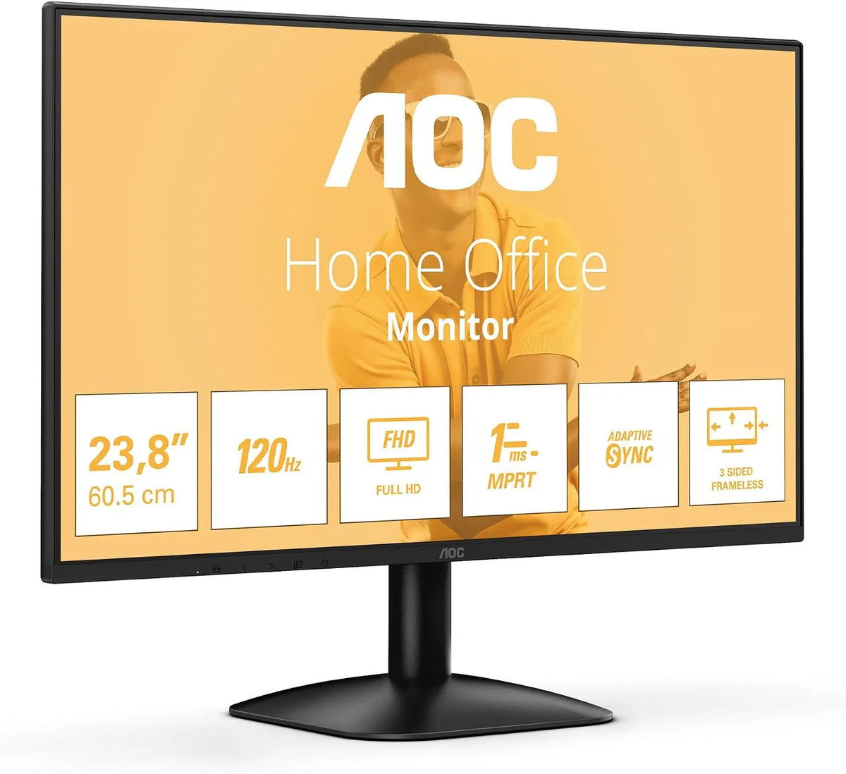 Dell 24B31H Monitor, 24 pollici, 1920 × 1080, 120 Hz, Full HD, pannello IPS, HDMI, nero, 24 inch FHD IPS, 100 Hz, 1x D-Sub, AOC, sincronizzazione