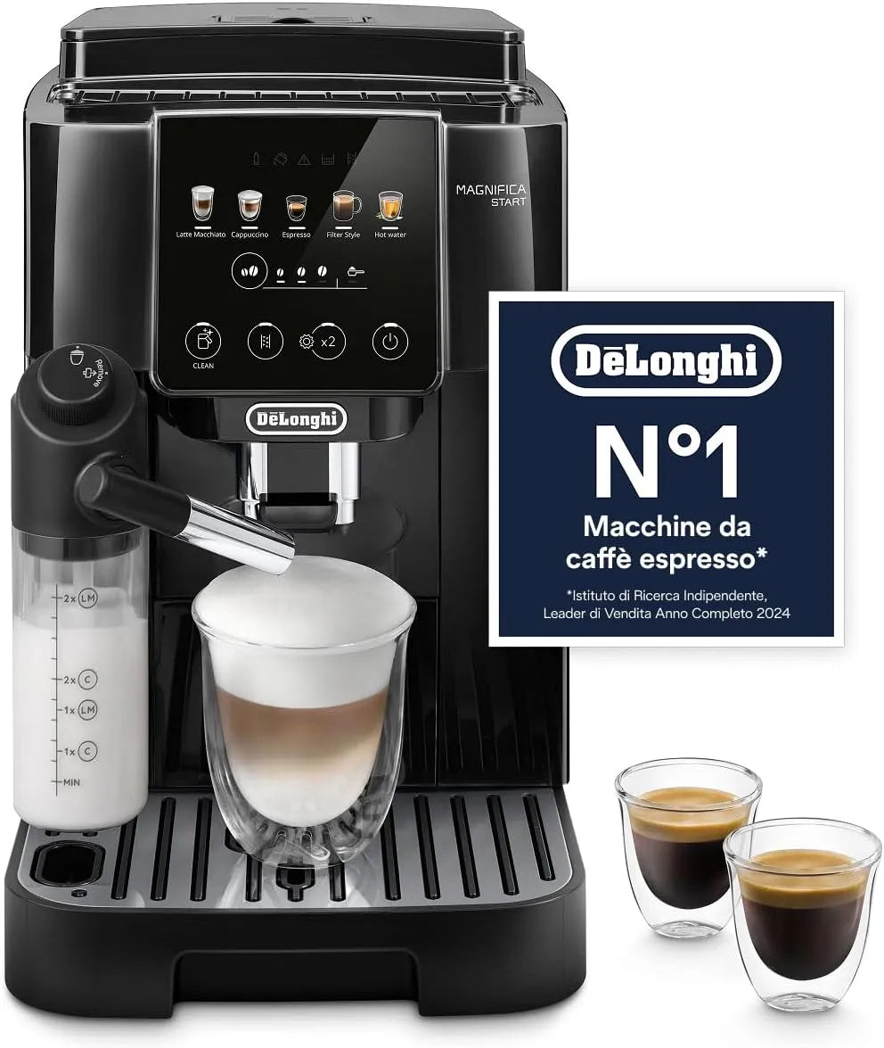 Macchina da caffè automatica ECAM220.91.B, touch, nero, 5 Bevande in un Solo Tocco per Espresso e Cappuccino, De'Longhi Magnifica Start, LatteCrema