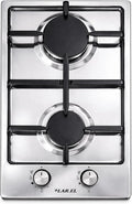 Piano cottura PIA.L828X, 2 fuochi, acciaio inox, Larel Piano Cottura Domino 2 Fuochi con Griglie Piattina in Acciaio Inox Metano o GPL Valvolato