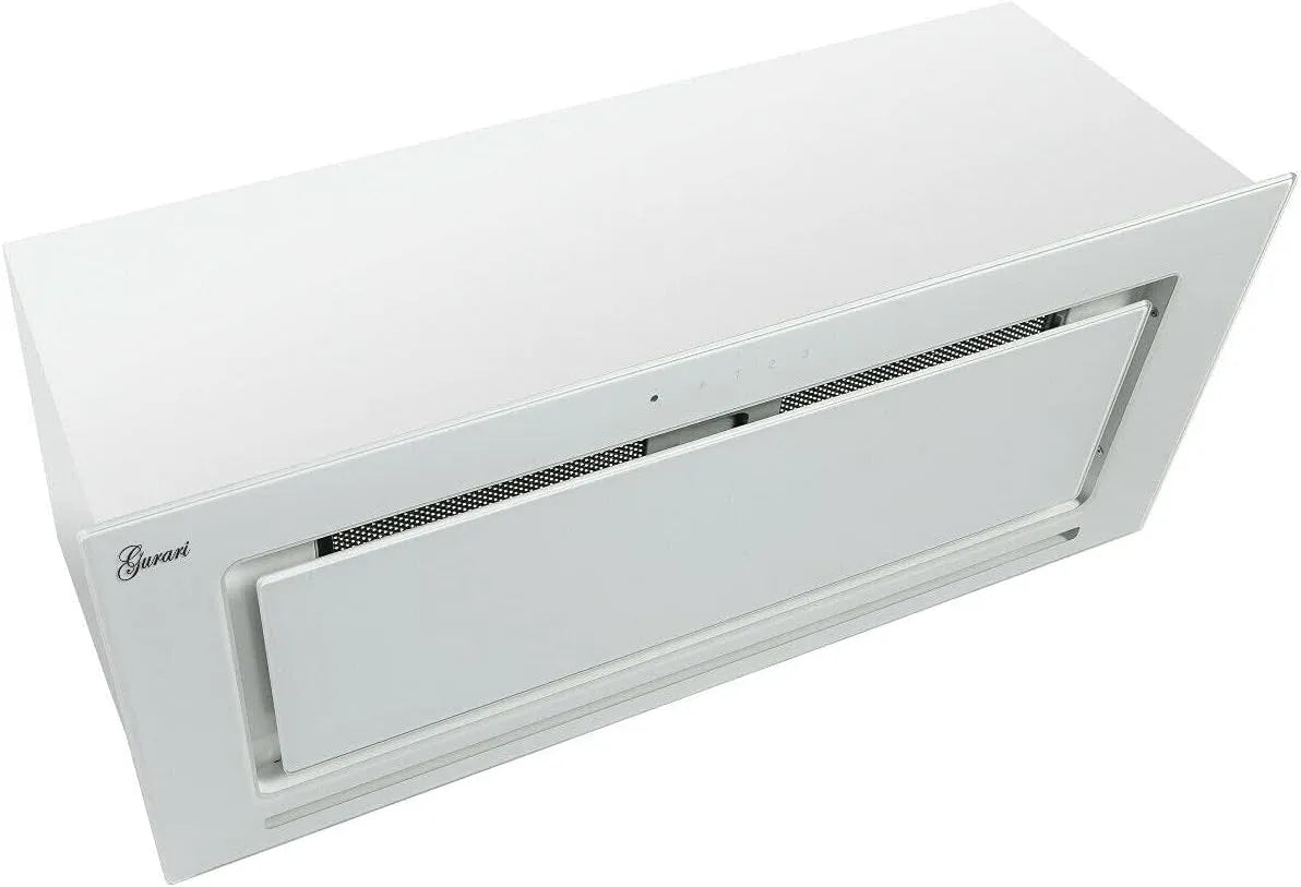 Cappa aspirante, 70 cm, 1000 m3/h, cappa da cucina, da incasso, 3 livelli, bianco, in pietra ventilata, LED, 6 Watt, telaio e pannello frontale in