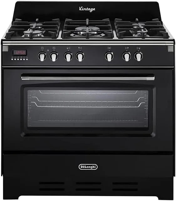 Forno elettrico, 90x60 cm, 5 fuochi, nero, De Longhi MEM 965 NN, colore Nero, De Longhi MEM 965 NN - Cucina a gas 5 Fuochi con Forno Elettrico