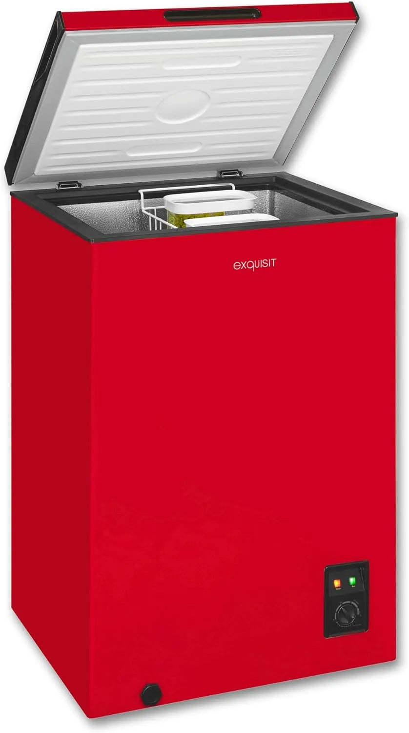 Exquisit GT100-050E Congelatore, 99 L, vano congelatore, freezer verticale, rosso, 2 in 1, 99 litri, congelatore a 4 stelle, congelatore piccolo