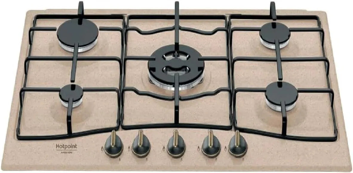 Piano cottura a gas, 75cm, 5 fuochi, fornello a gas, Hotpoint PCN 750 T, linea TRADIZIONE