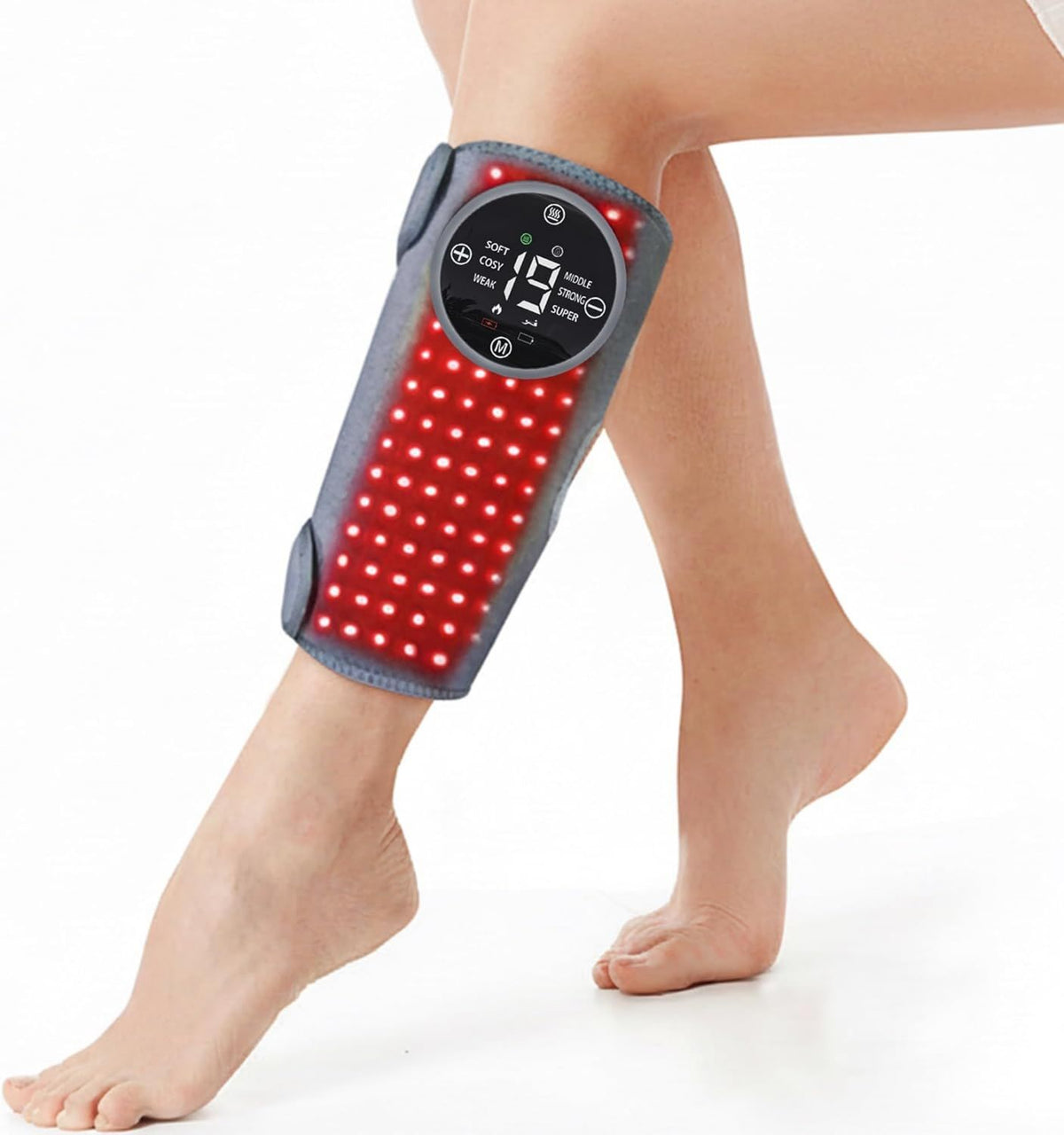 Fascia per gambe senza fili a luce rossa - display LED, ricaricabile, 660 nm, 850 nm, 19 livelli, 36 LED
