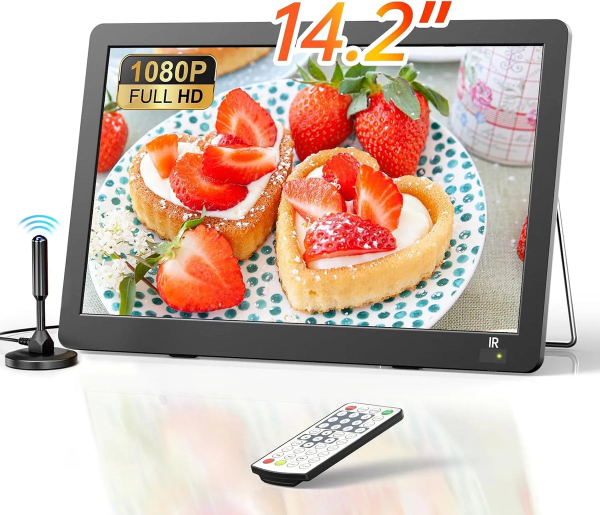 Smart TV 1080P, 14.2 pollici, televisore, HDMI, USB, portatile, DVB-T2, tv 12 volt per camper