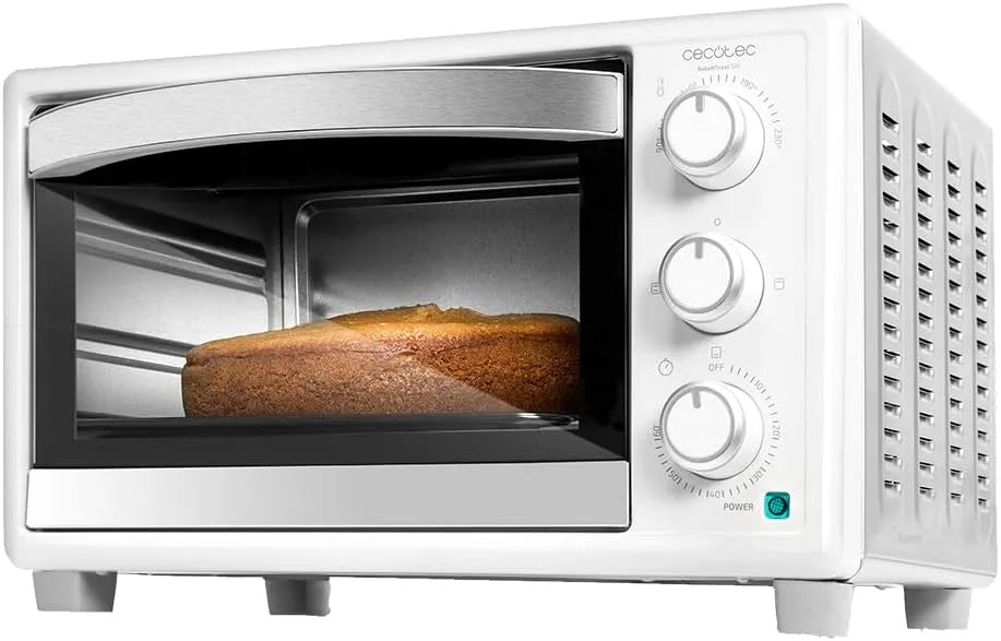 Cecotec Forno elettrico, 23 L, 1500 W, timer, 2 zone di temperatura, bianco, multifunzione, temperatura regolabile e porta a doppio vetro