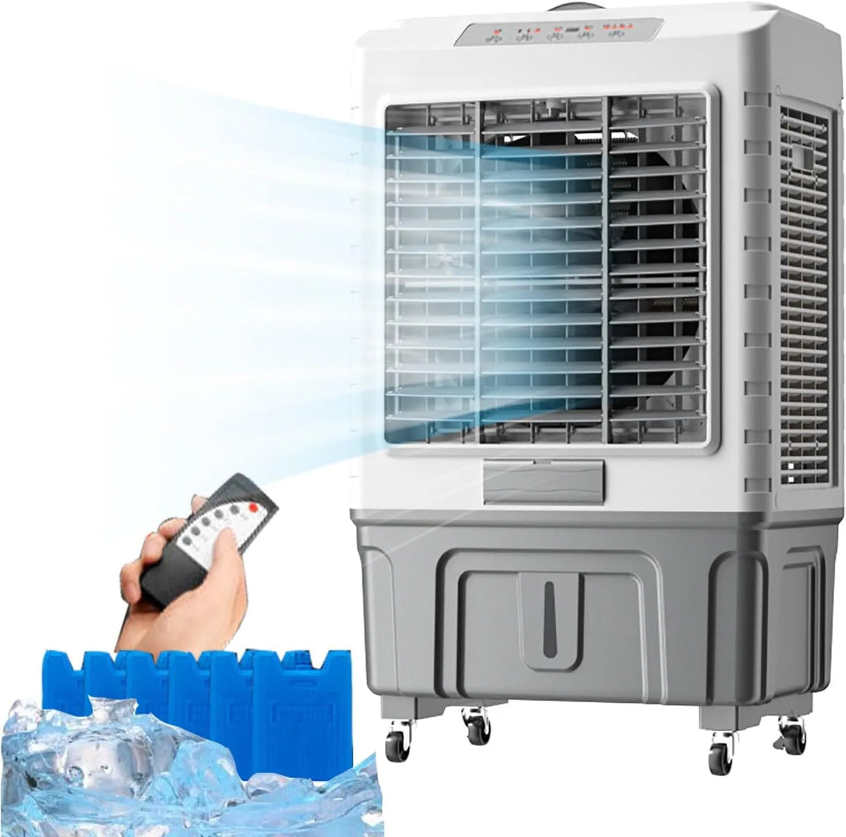 Ventilatore, 55 L, portatile, timer, 3 velocità, oscillazione, ampio serbatoio, professionale, Timer da 7, 5 Ore, Soluzione di raffred