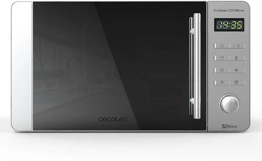 Cecotec Ready2Clean 3DWave Forno a microonde, 20 L, 700/800 W, 8 programmi, grill, acciaio inox, Tecnologia 3DWave, Ready2Clean per una migliore