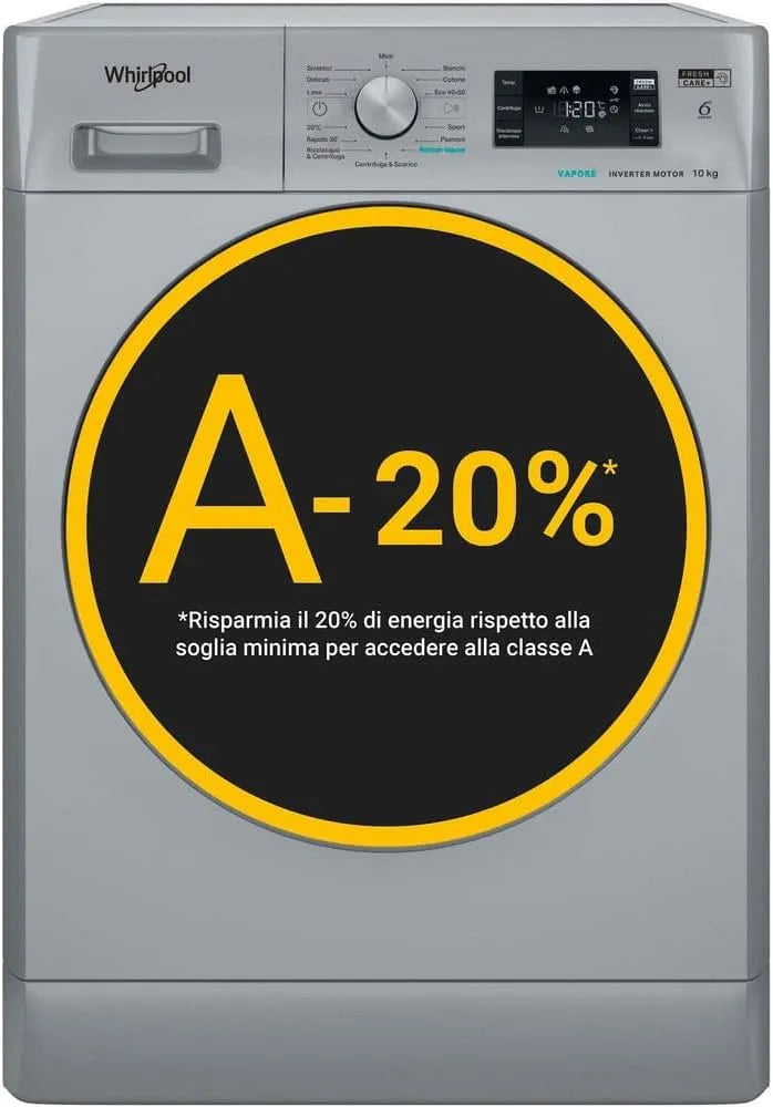 Whirlpool Lavatrice, 10 kg, argento, FFB 108 SILVER IT