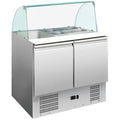 Frigorifero, 176 L, 900x700mm, ristoranti, acciaio inox, MBH, MBH - Tavolo refrigerato per ingredienti inox 2 porte 176L 900x700mm. Banco frigo per