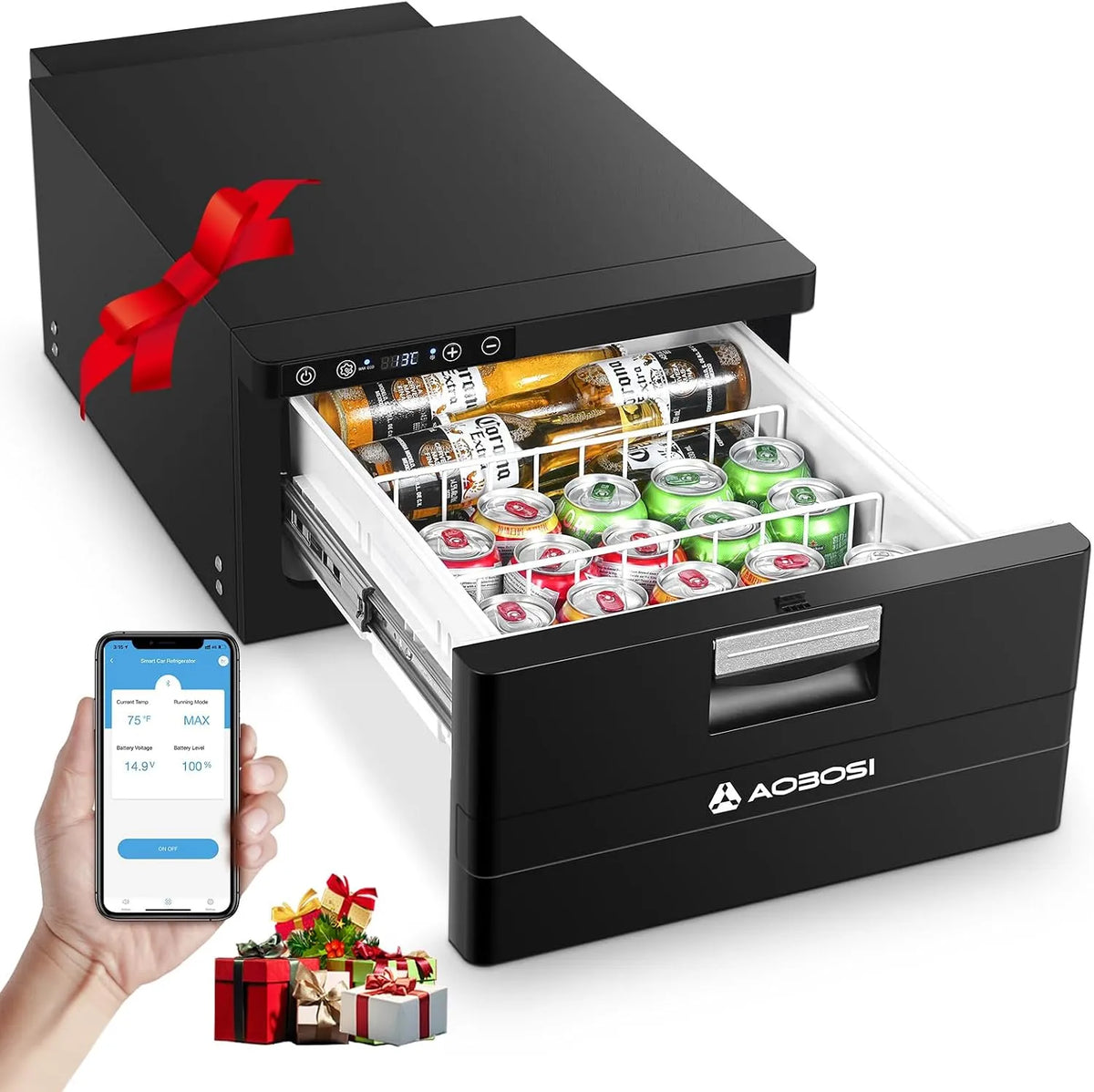 Frigorifero portatile 12V/24V, 31 L, 12 V, mini frigo portatile, Frigo da Campeggio a Cassetto con APP, AAOBOSI 31L Frigo Portatile