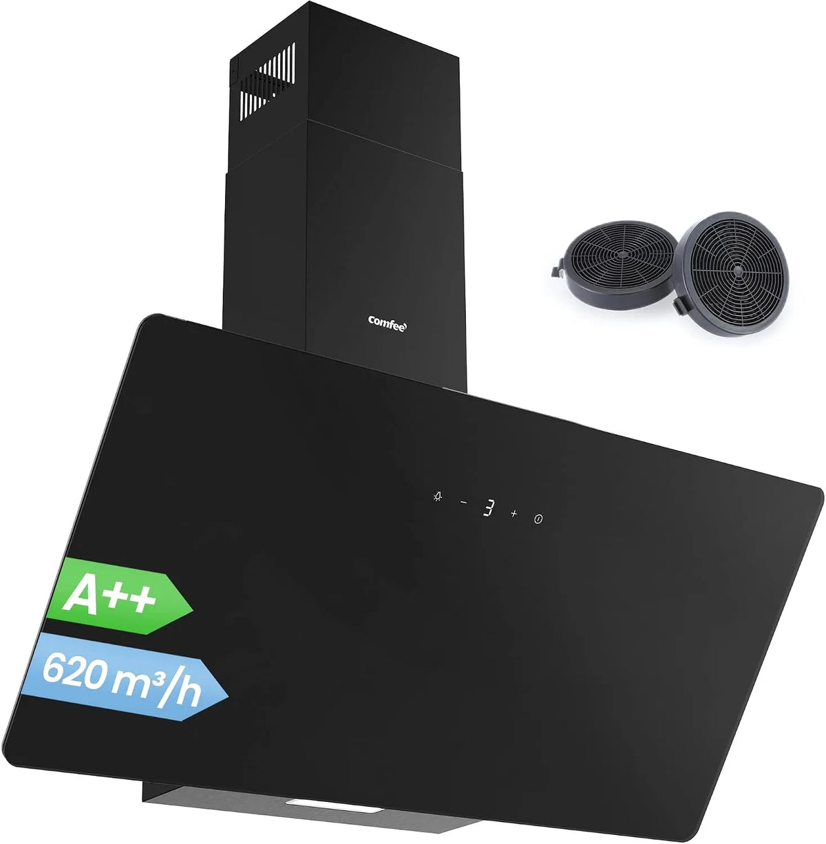 Cappa aspirante, 90cm, 620 m3/h, cappa da cucina, COMFEE, touch, nero, h Controllo Touch Nero