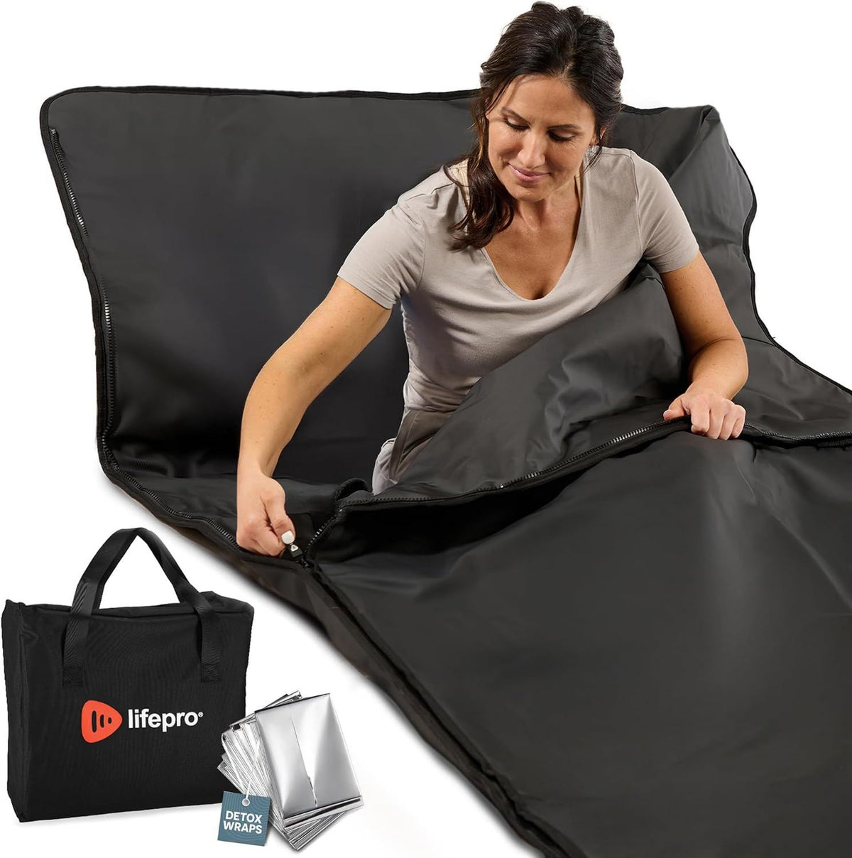 LifePro Coperta sauna a infrarossi - con riscaldamento, design portatile, 35 °C, 80 °C, 9 livelli