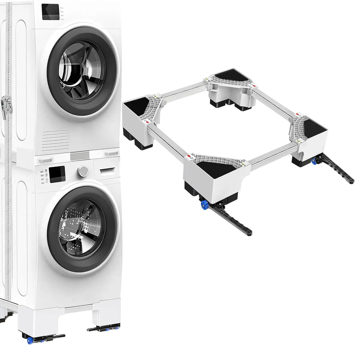 Prodotto scooter, NIUXX Base universale per lavatrici, funzione anti-vibrazione, freni regolabili, Altezza: 12 cm, 72 in, misura regolabile