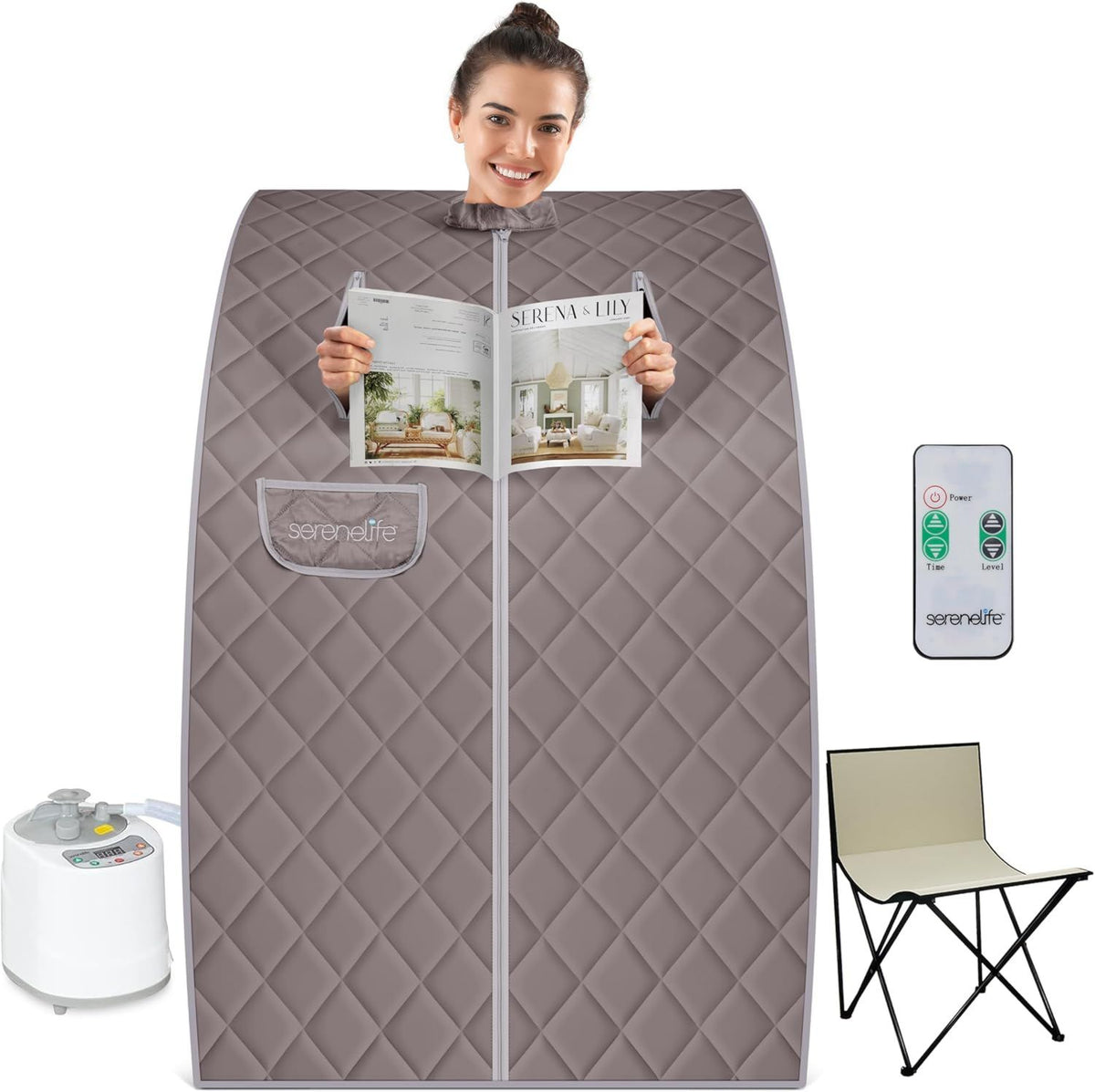 Sauna a vapore portatile: design portatile, nero, SereneLife SLISAU60GRY.5