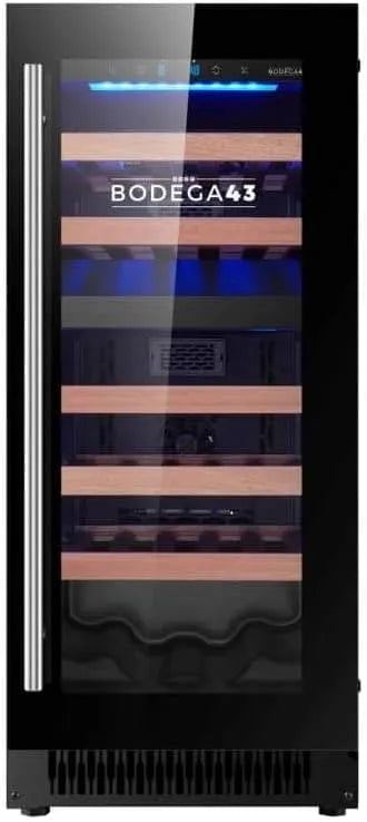 Cantinetta vino BODEGA43-28, 76 L, 38 × 60 × 87 cm, 28 bottiglie, 2 fuochi, 5 a 20 °C, 2 zone di temperatura, da incasso, 38 dB, 76 litri, 5 ripiani