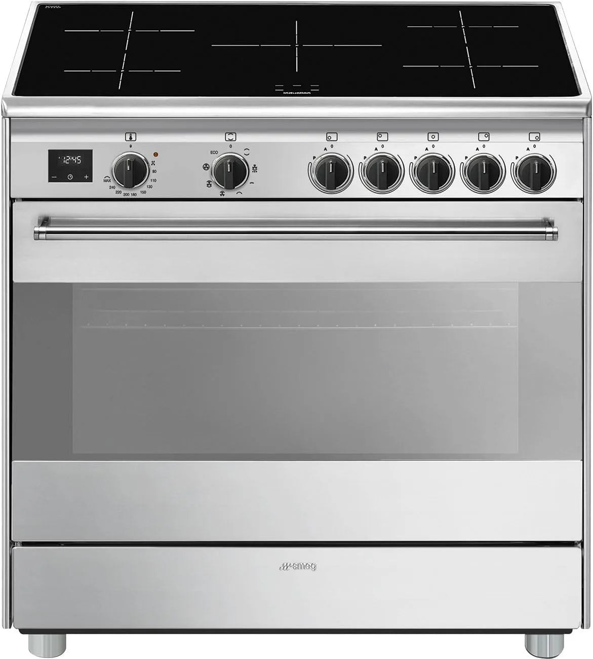 Smeg BG91IX2 Forno elettrico, 90x60 Cm, 5 fuochi, classe energetica E, acciaio inox, 5 zone, Smeg BG91IX2 Cucina A Induzione, Estetica Classica