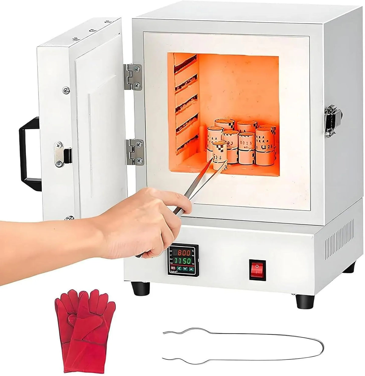 Forno elettrico, 2000 W, industriale, 2 zone di temperatura, Forno Cottura 1150 °C, Forno Ad Alta Temperatura Laboratorio Chiuso con Controllo